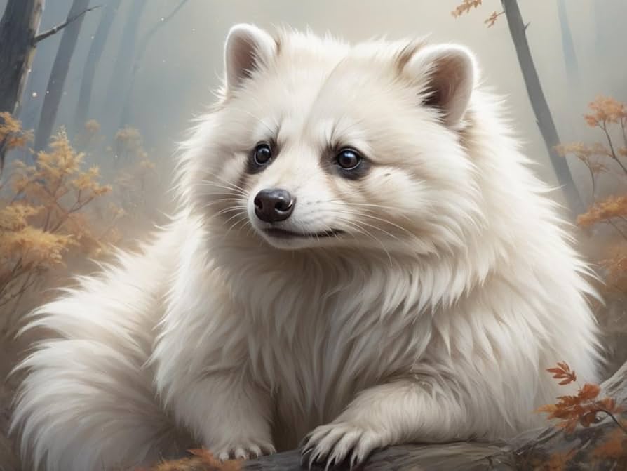 Amazon.co.jp: 開運風水絵画風ヒーリングアート幸運の白たぬきNo